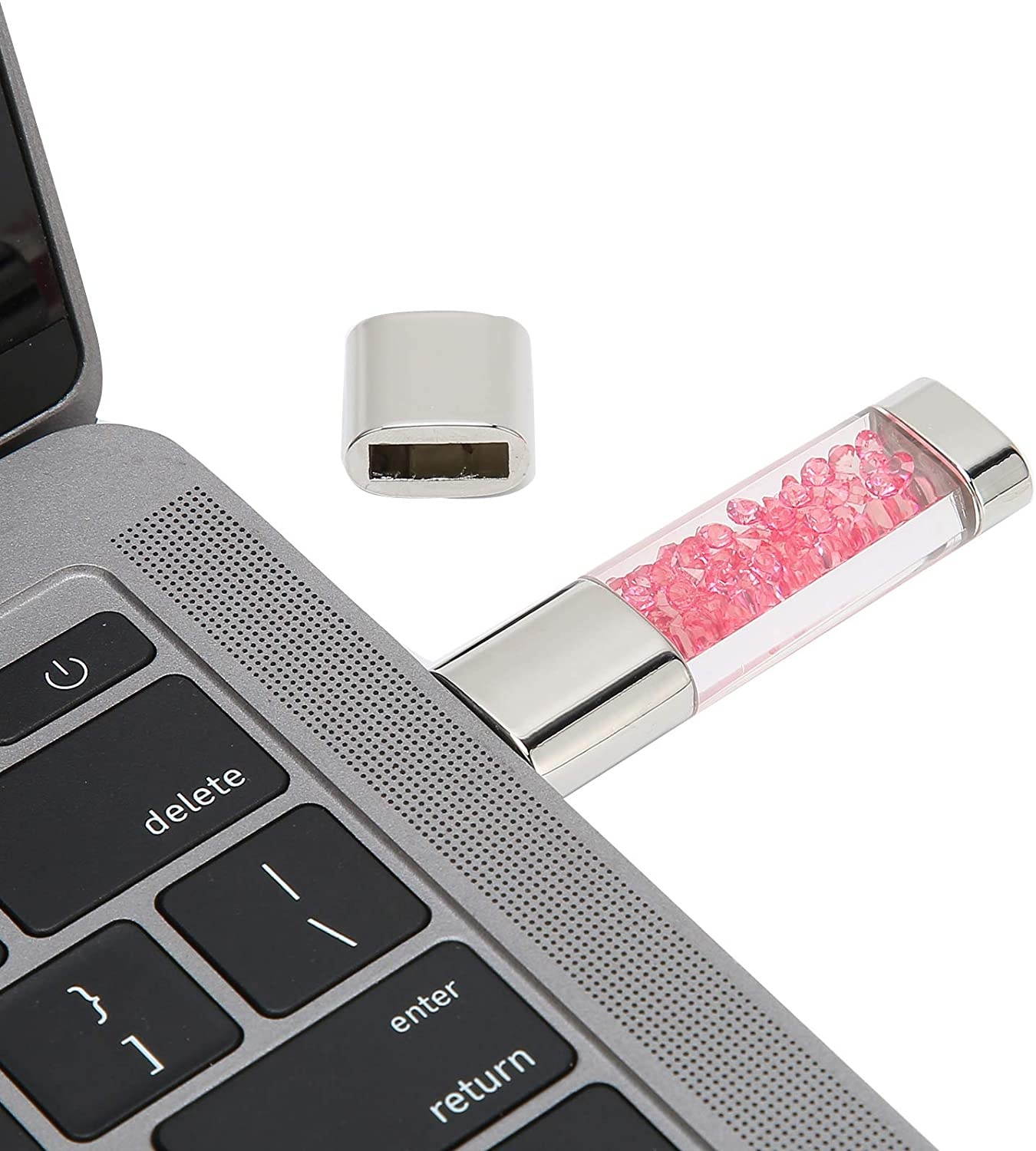 01 USB Flash Drive, U Disk Wear-Resistant High Speed (Spot-Crystal Rose Red, 32GB)
