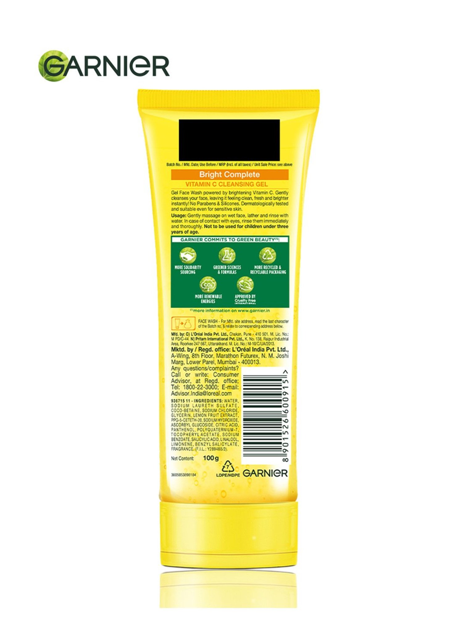 Garnier Bright Complete Vitamin C Gel Facewash - 100 gm