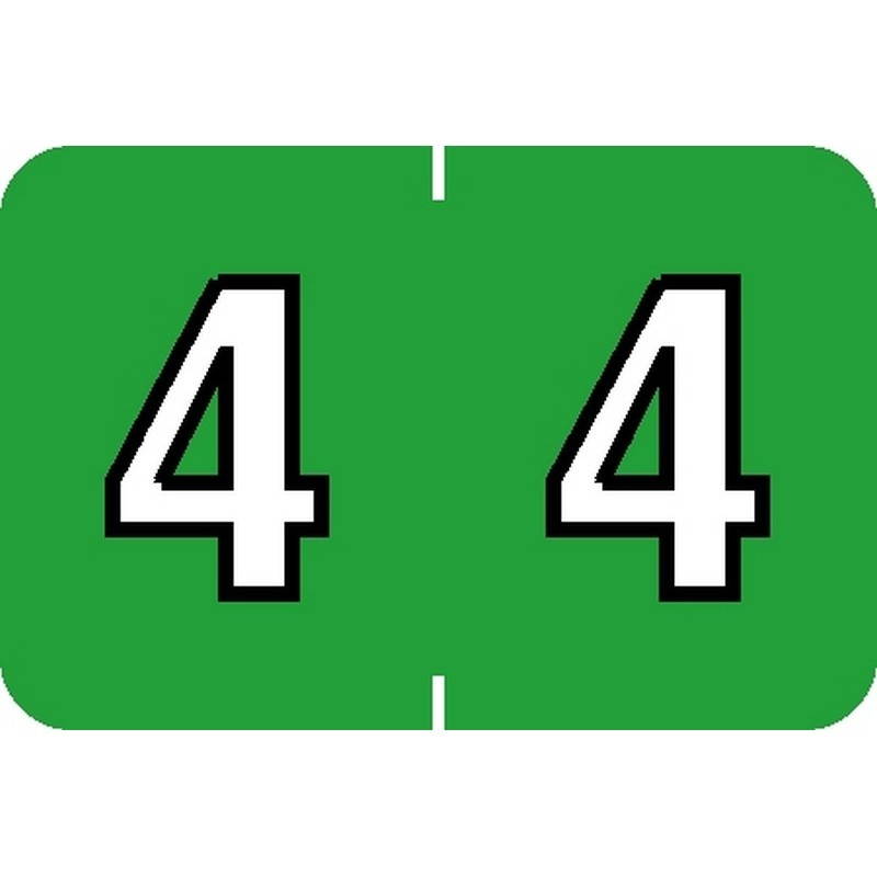Barkley NBKM Compatible Numeric "4" Labels, Laminated Stock, 1" X 1-1/2" Individual Numbers - Pack of 225