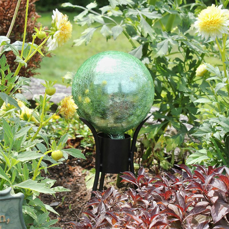 13.5" Iron Trestle II Gazing Globe Ball Stand Black - ACHLA Designs