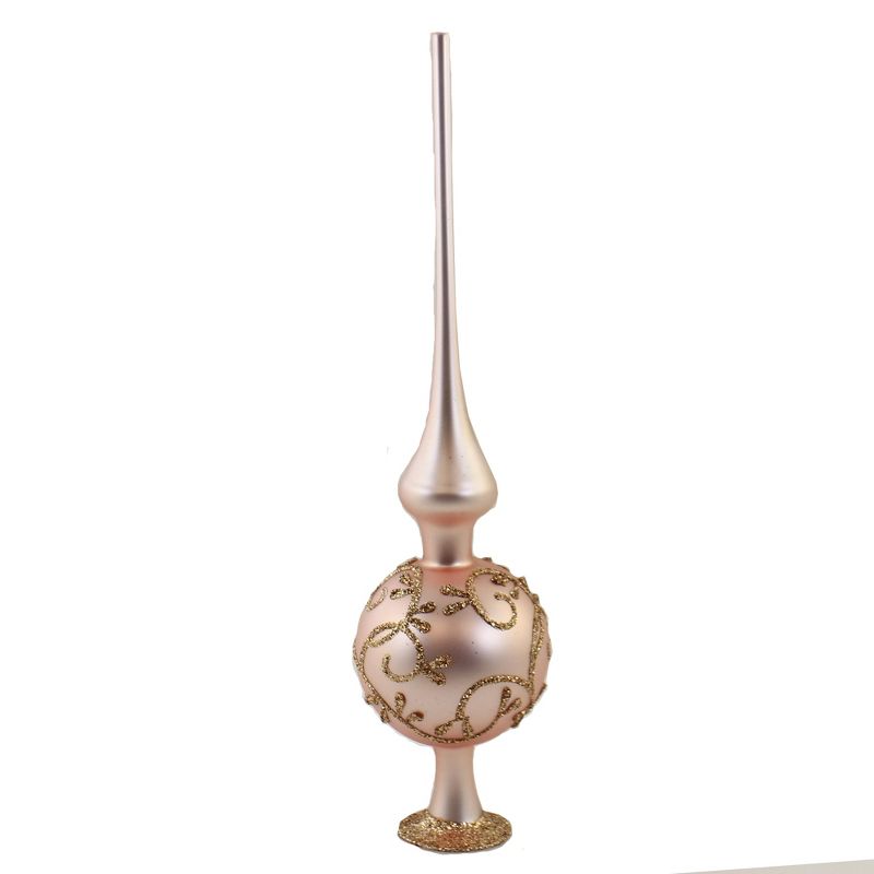 Inge Glas 11.5" Happy Dots Red Matte Finial Tree Topper Christmas  -  Tree Toppers