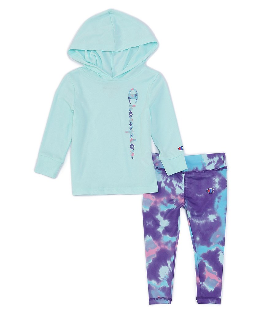 Champion Baby Girls 12-24 Months Long-Sleeve Hooded Tee & Tie-Dye Leggings Set