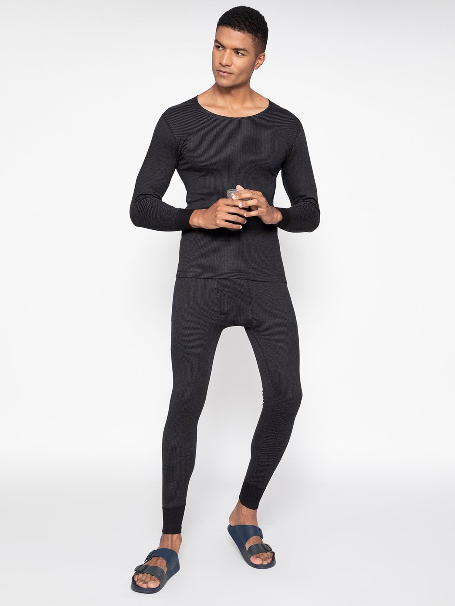 Sporto Black Striped Thermal Set