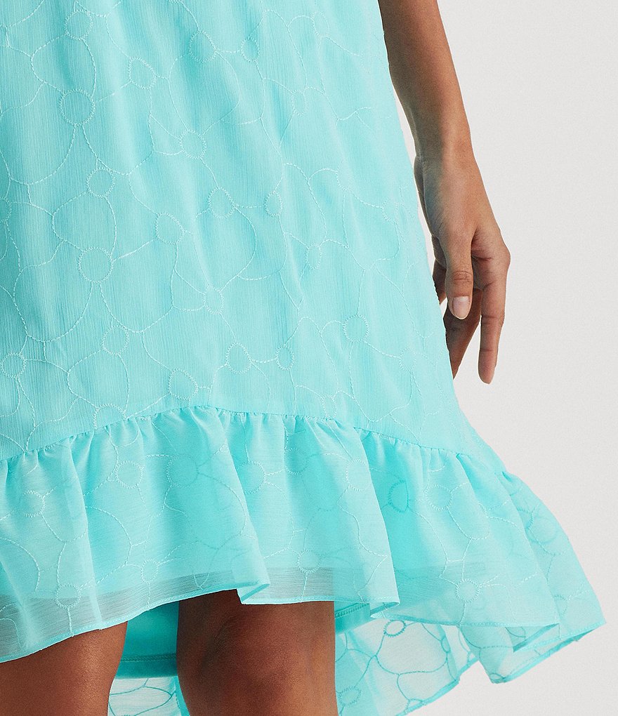 Lauren Ralph Lauren Halter Hi-Low Lined Back Pleat Swing Dress