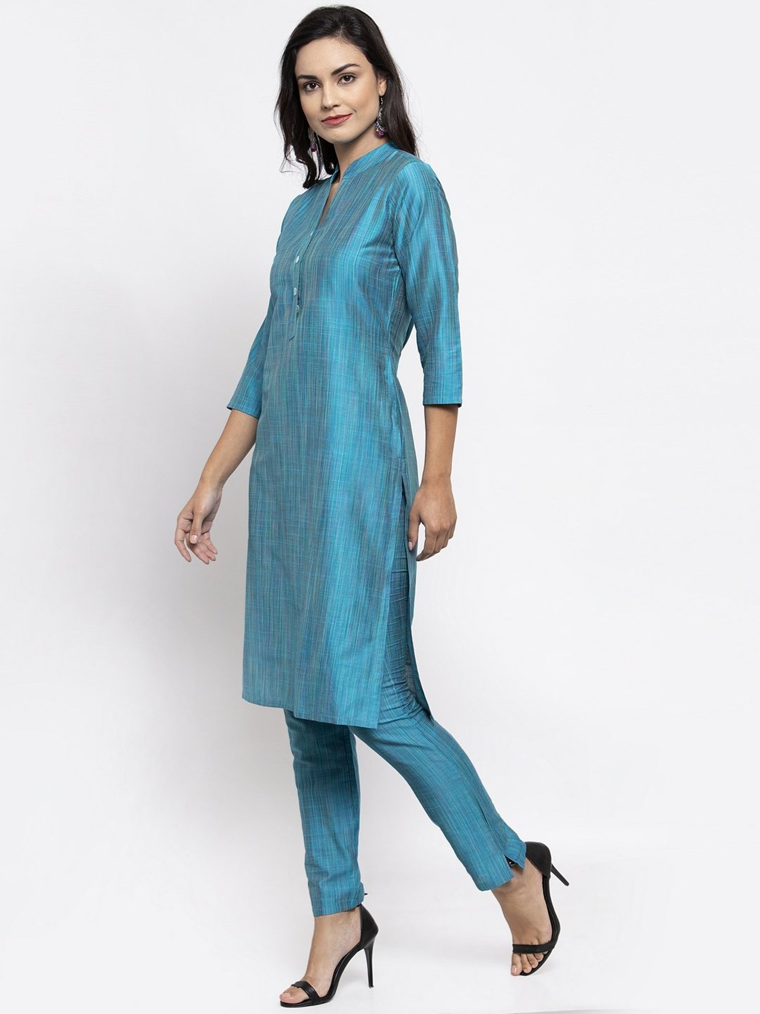 Jompers Blue Striped Kurta Pant Set