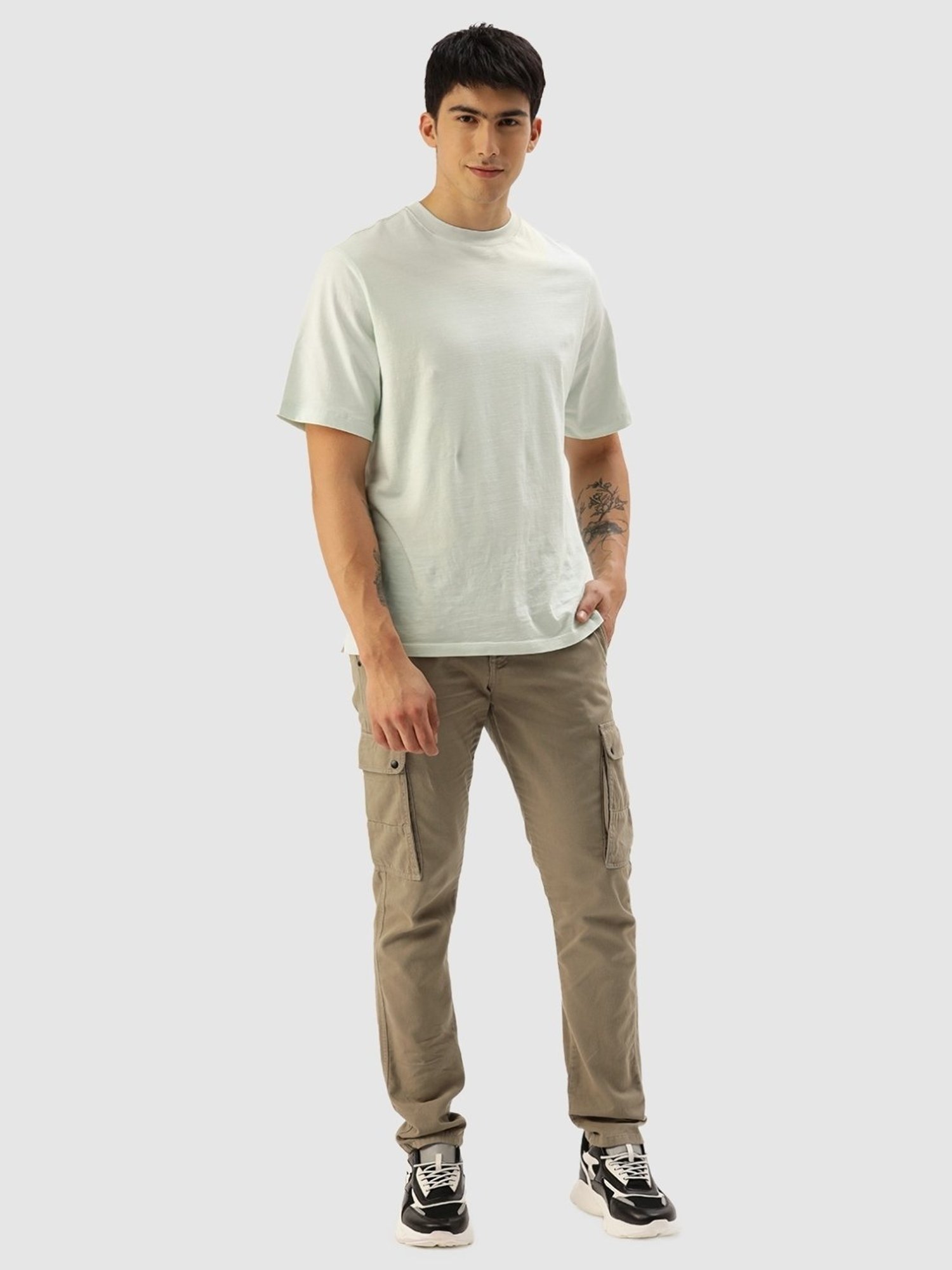 IVOC Grey Cotton Regular Fit Cargos