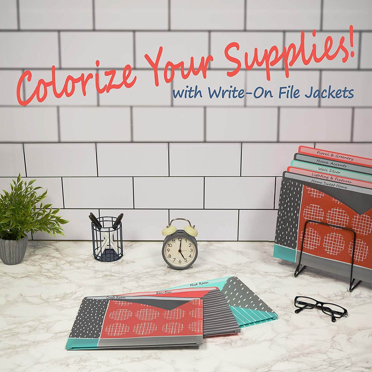 C-Line Write-On File Jackets, Playful Pops Design, Pack of 6 (63540)