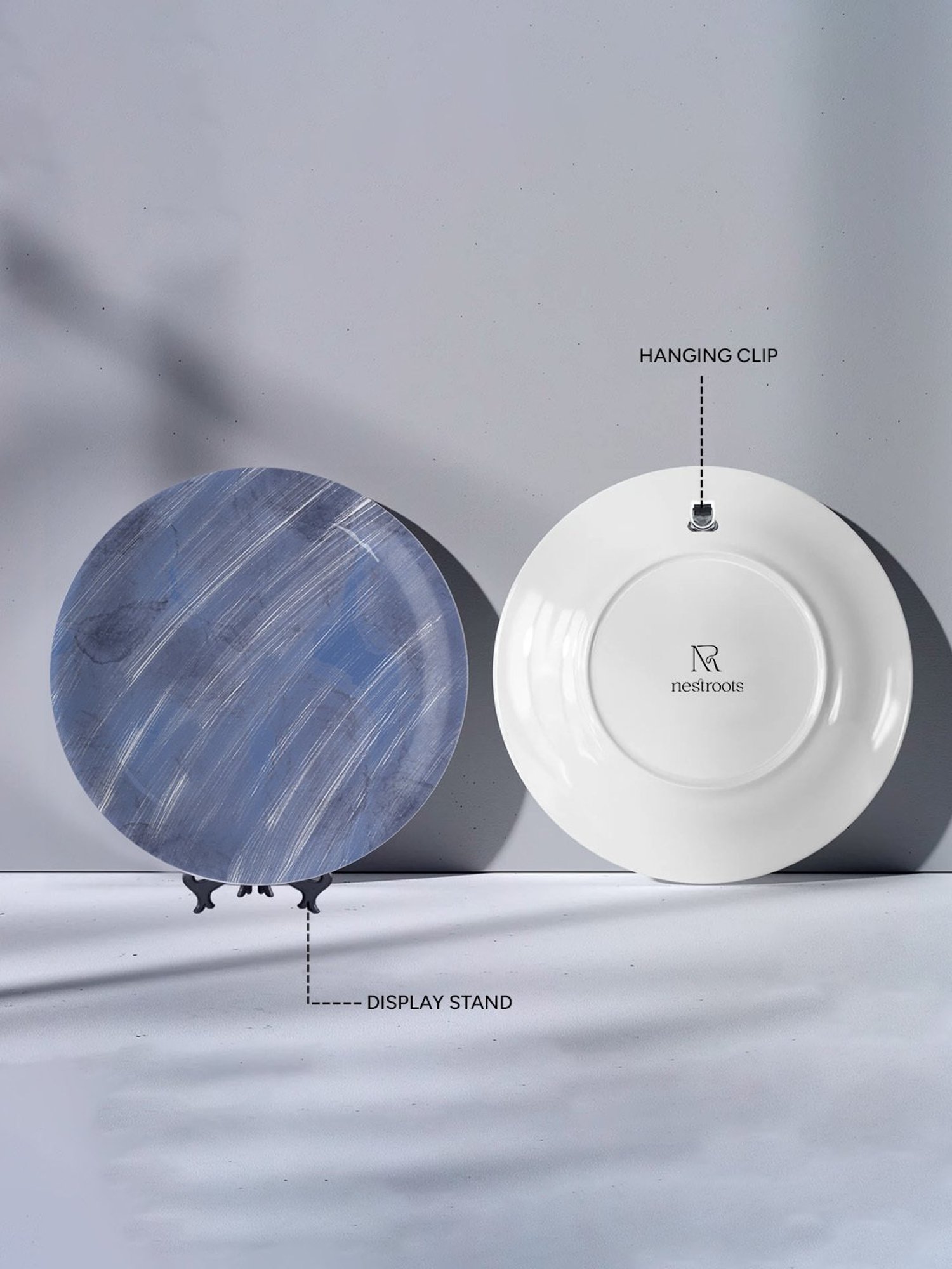 Nestroots Whispering Waterfall Blue & White Porcelain&iquest;Decorative Wall Plate