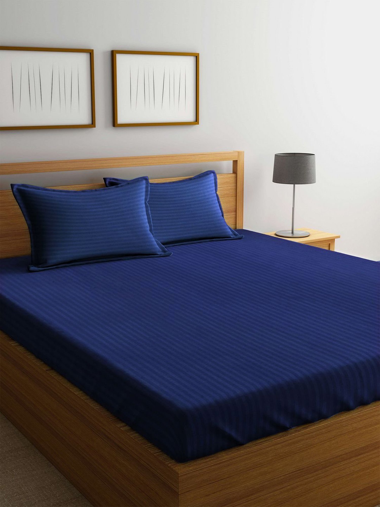 Mark Home Classic Stripes 210 TC Blue Bed Sheet Set
