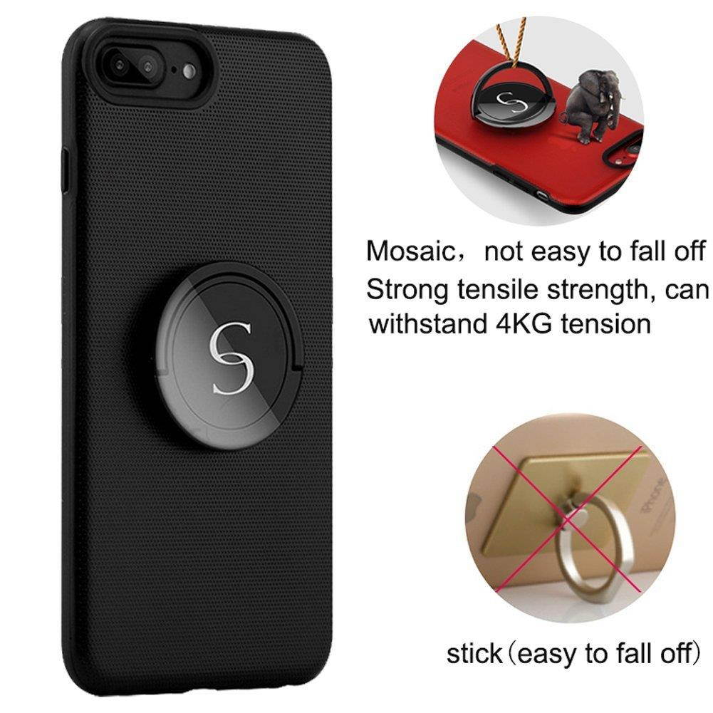 EIGIIS Creative Kickstand Phone Case Ring Holder Case Gyro Spinner Phone Case for iphone 8 Plus (Black)