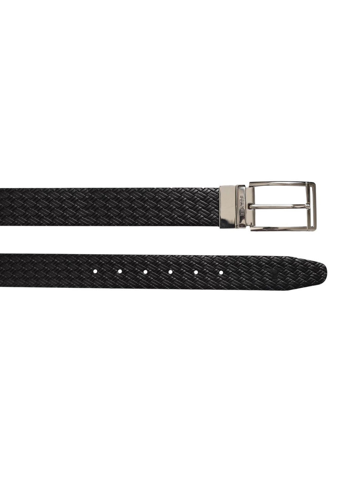 Bulchee Black & Maroon Leather Textured Reversible Belt