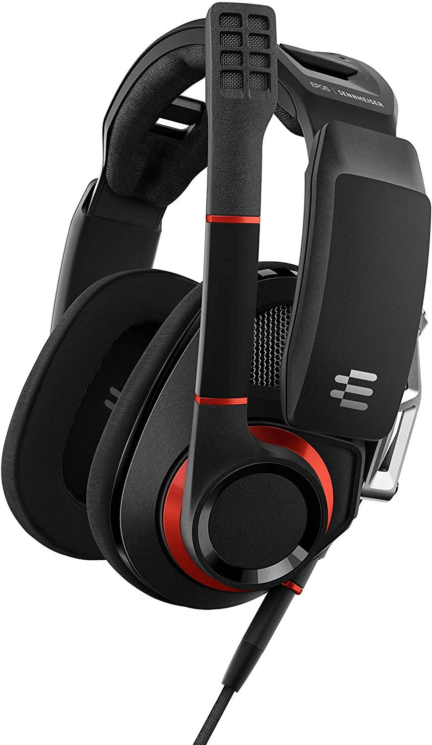 EPOS I SENNHEISER GSP 500 Wired Open Acoustic Gaming Headset, Noise-Cancelling Microphone, Adjustable Headband with Customizable Contact Pressure, Volume Control, PC + Mac + Xbox + PS4, Pro &ndash;Black/Red