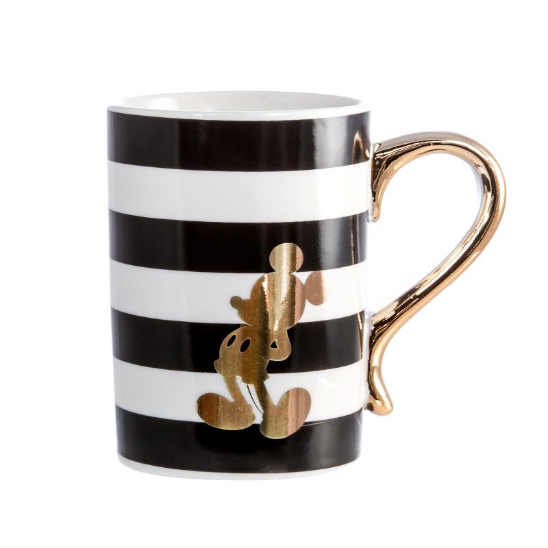 Seven20 Disney Gold Mickey Mouse Black & White Striped 15oz Ceramic Mug
