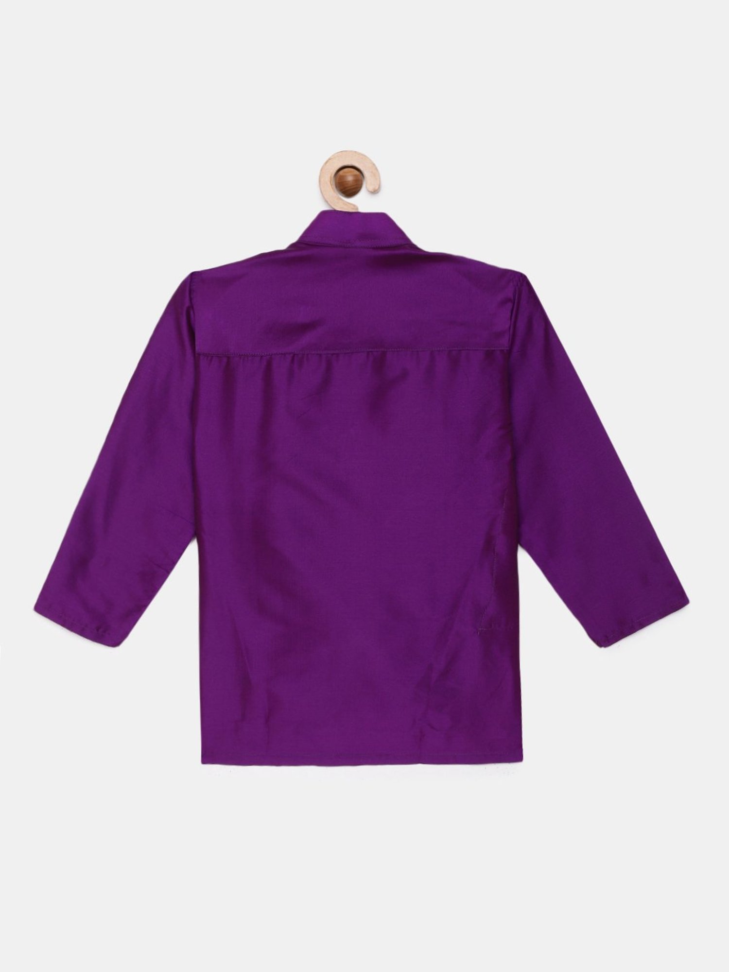 THANGAMAGAN Kids Purple Solid Full Sleeves Kurta
