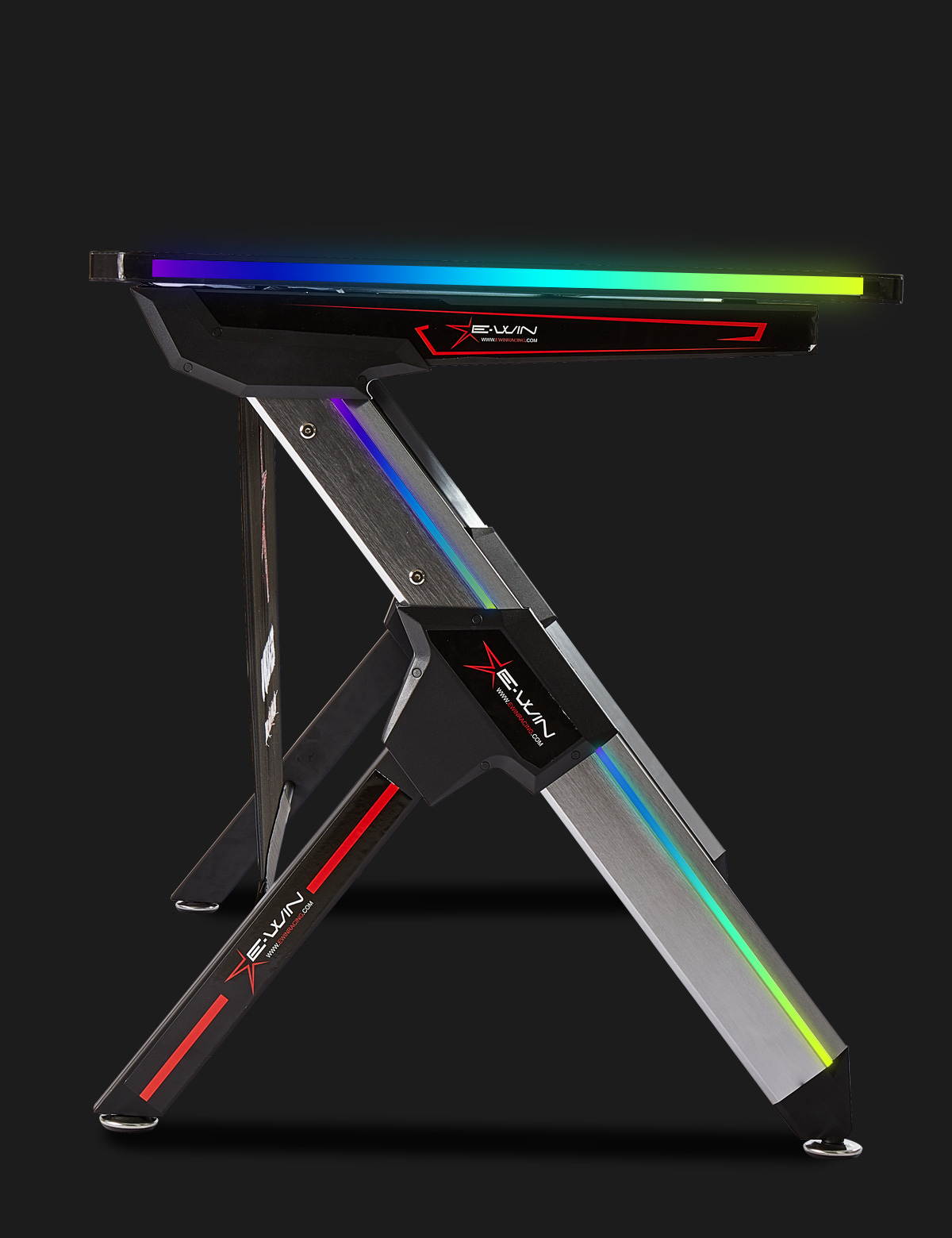 E-WIN&reg; 2.0 Edition RGB Gaming Desk with RGB Lights, Smart Wireless Charger, USB Port, Controller Stand And Cup Holder