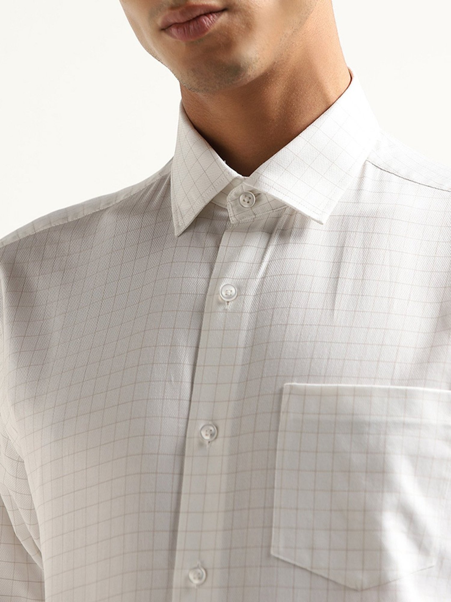 WES Formals by Westside White Checks Design Relaxed-Fit Cotton Shirt