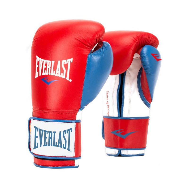 Everlast P00000729 14 Ounce Powerlock Hook & Loop Training Kickboxing Boxing Bag Gloves, Red/Blue