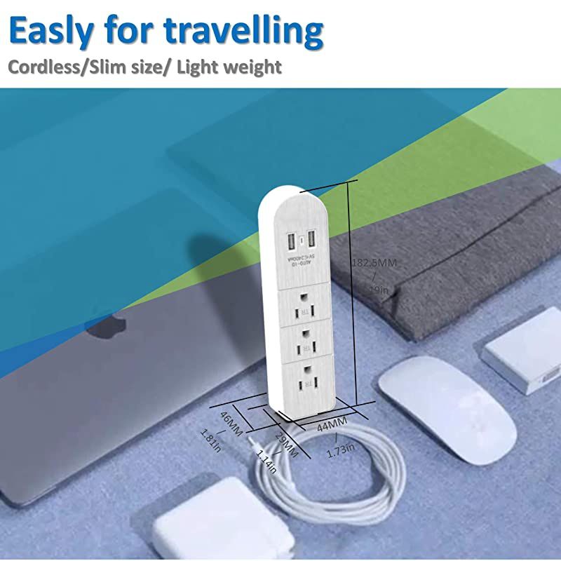 Extender Surge Protector Power Strip with USB Fast Charge24A max3 Splitterfor Cruise ShipBedroomstudent dormitorysuitable for iphoneiPADPersonal Electronicsand so on 1 pack