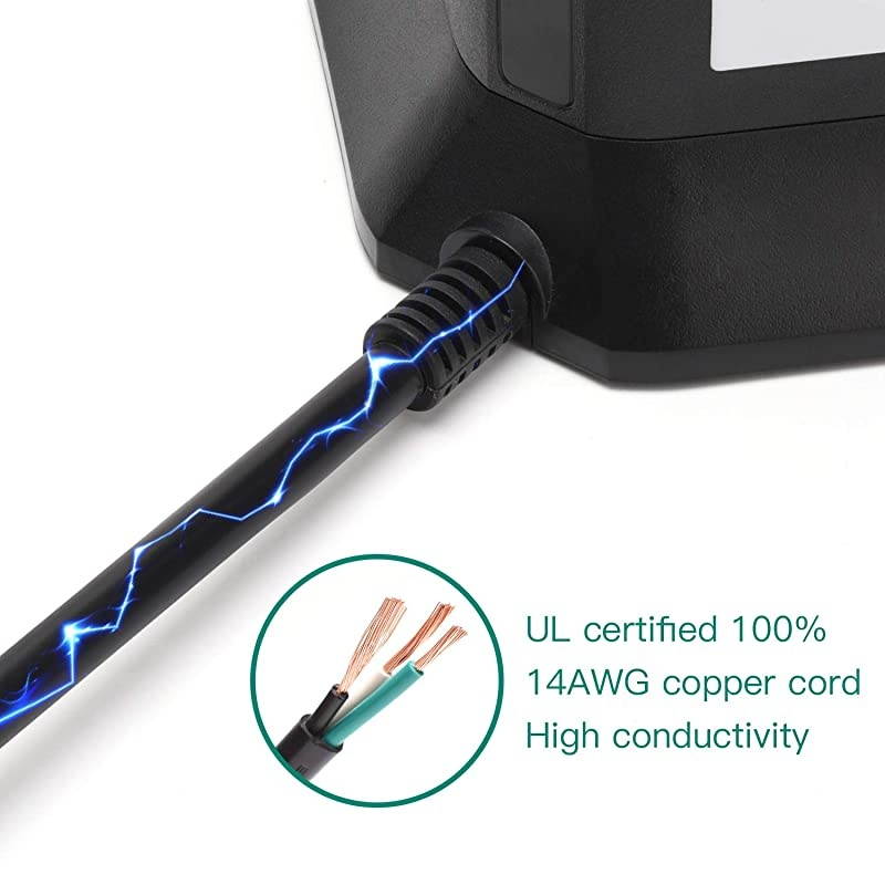 Power Strip Tower  8 AC Outlets 3000W 15A and 4 USB Slots 8A Desktop Smart Charging Station Multiple Protection with Heavy Duty 6.5ft 14 AWG Extension Cord for Home Office