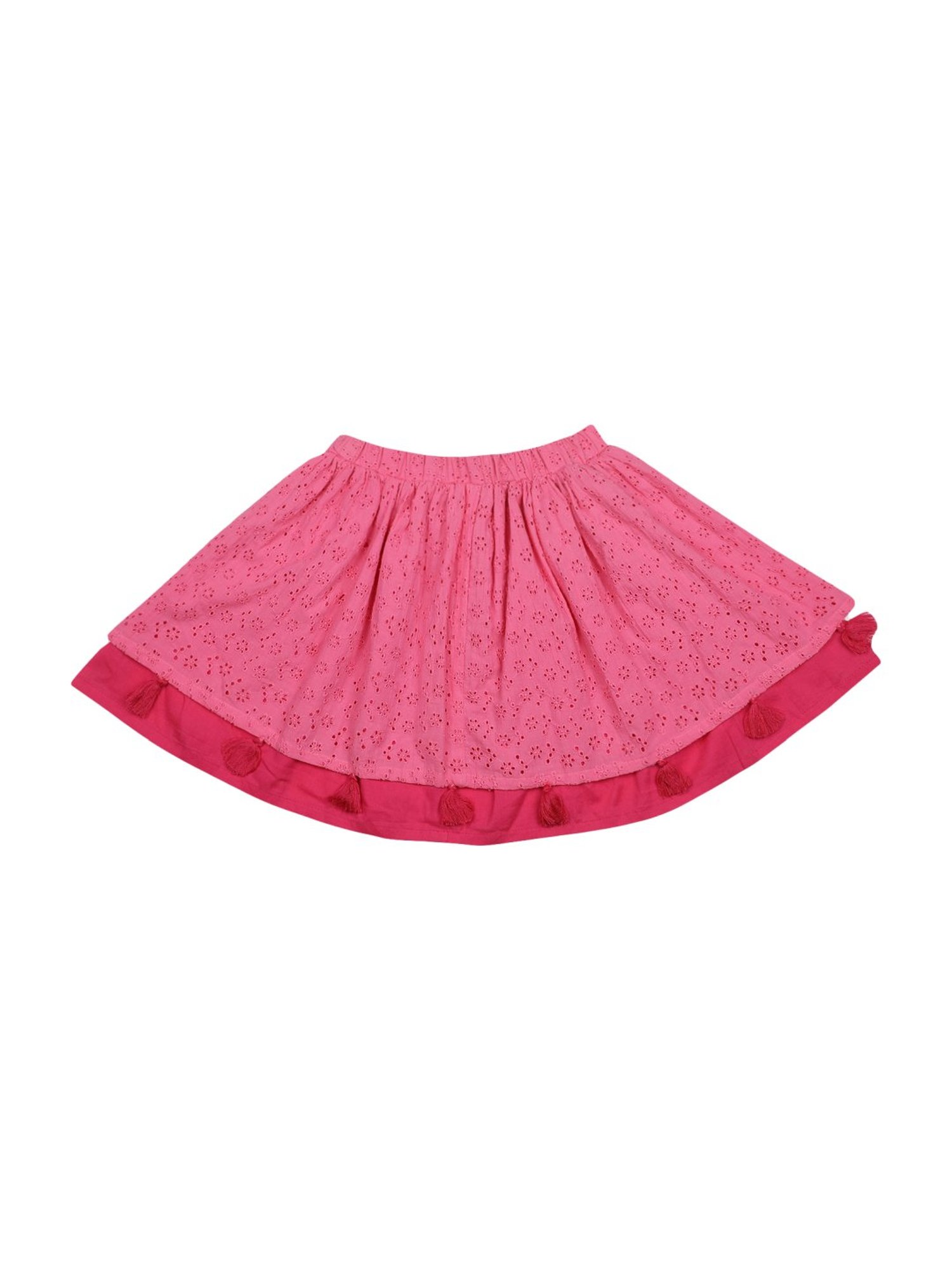 Blue Giraffe Kids Pink Cotton Textured Skirt