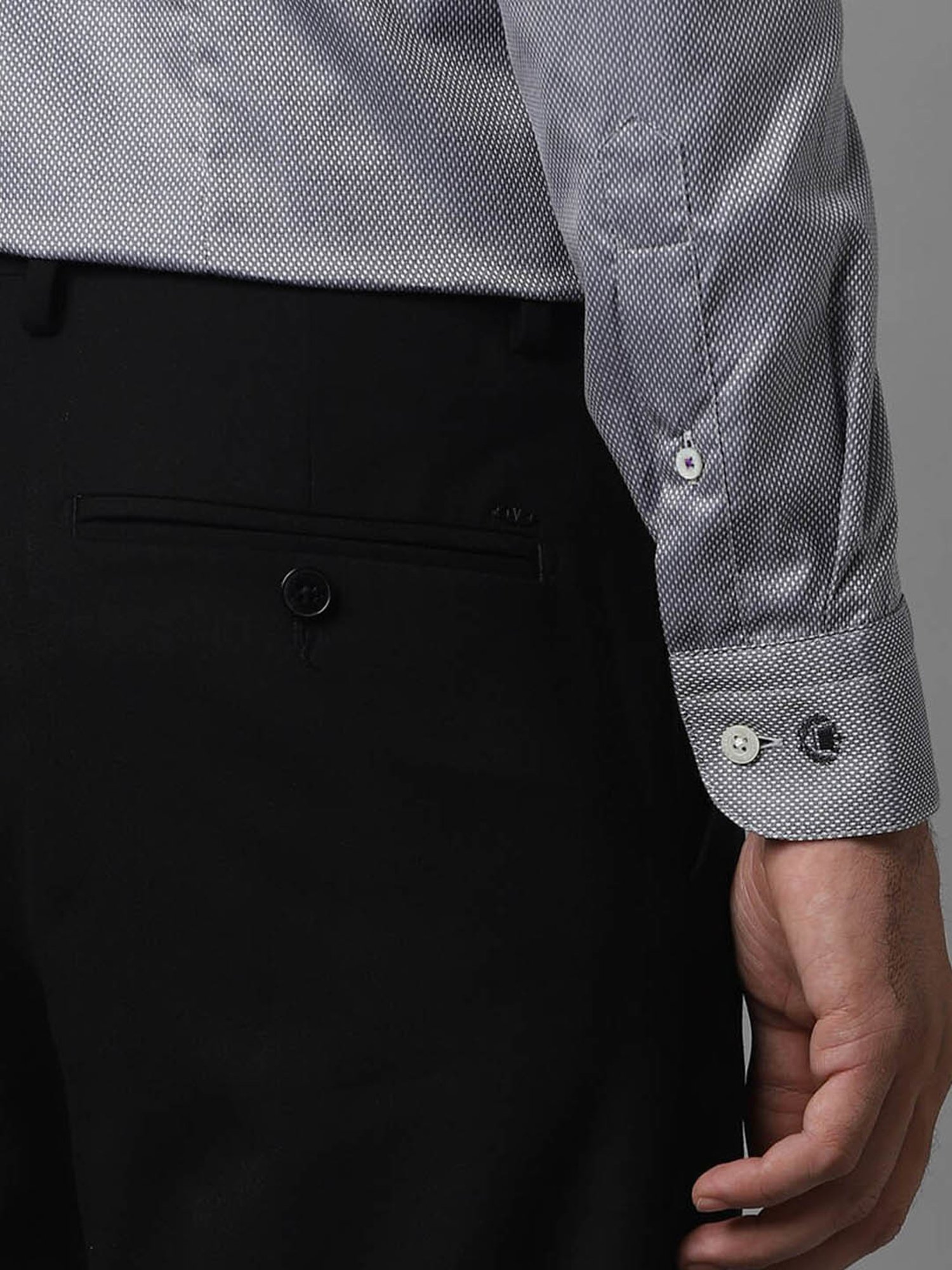 Luxure By Louis Philippe Grey Cotton Slim Fit Texture Shirt