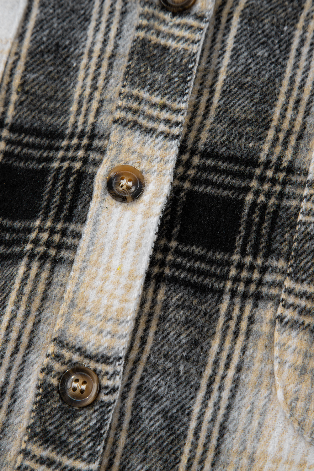 Black Plus Size Plaid Leopard Patchwork Raw Hem Shacket