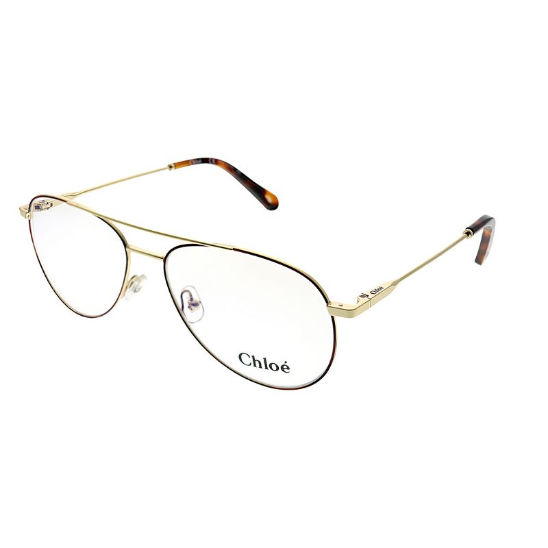 Chloe CE 2137 757 Womens Aviator Sunglasses Gold Black 55mm