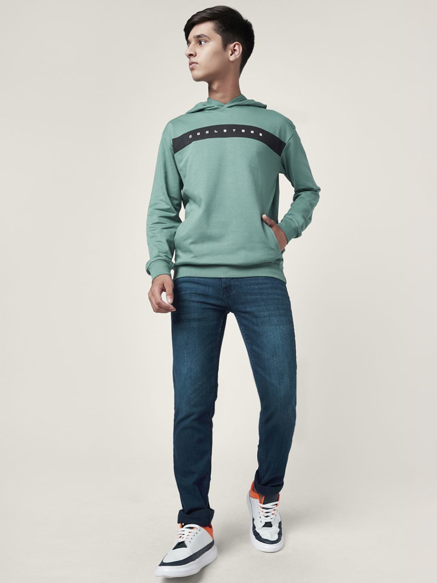 Coolsters by Pantaloons Kids Teal Blue Cotton Printed Full Sleeves Sweatshirt