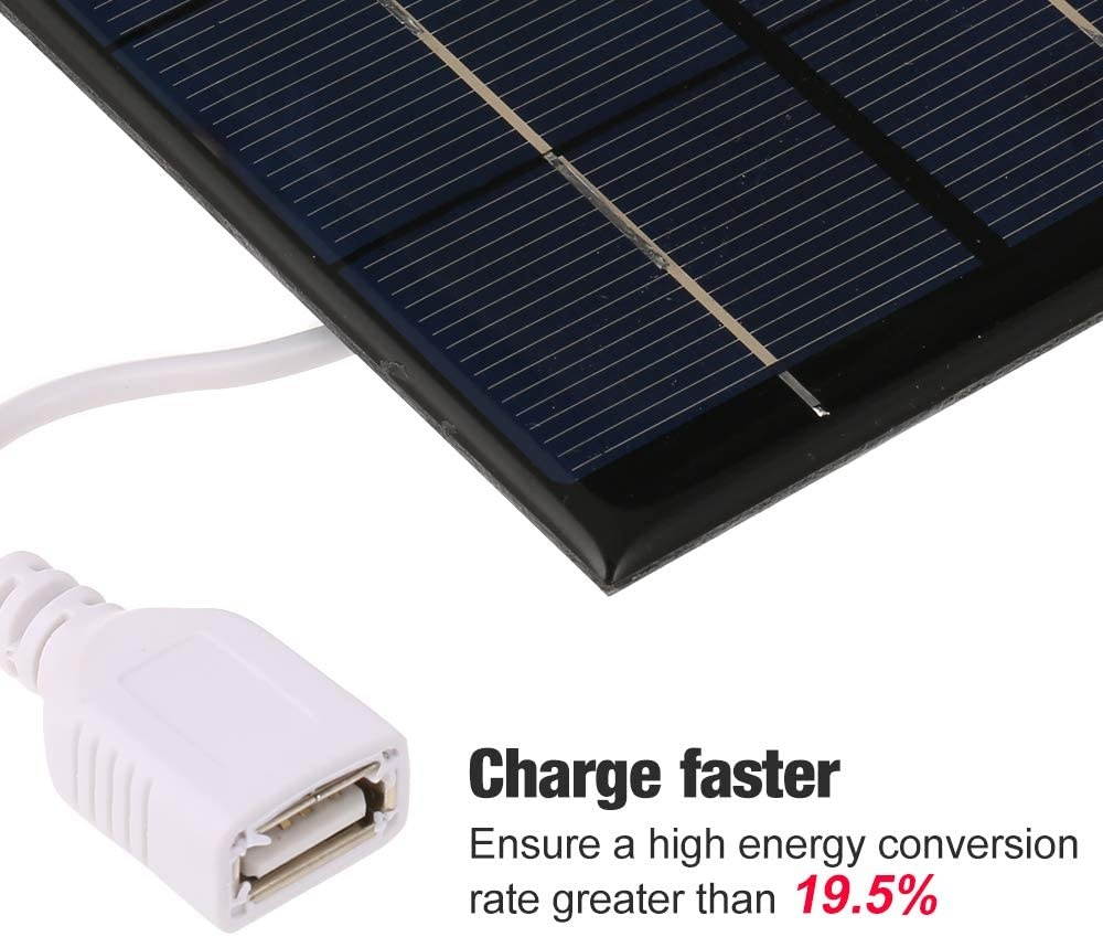 Blusea Portable Solar Charger with USB Port Monocrystalline Silicon Outdoor Ultra-Thin Compact Solar Panel Phone Cellphone Power Bank Charger for Camping Hiking Travel 2.5W/5V