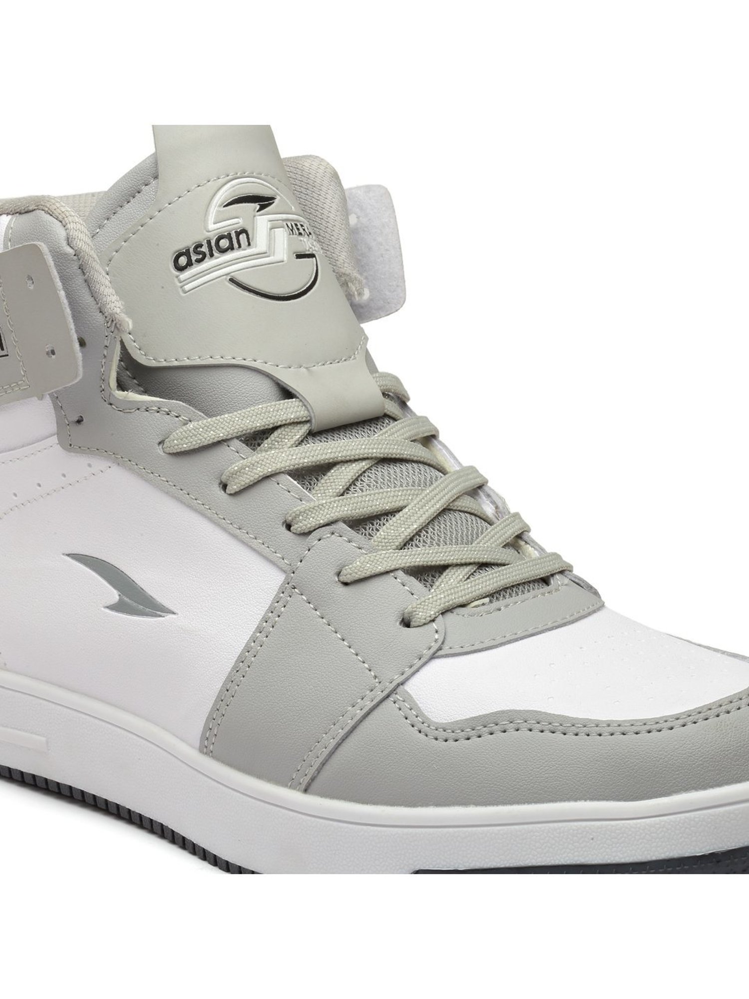 Asian Men's Grey & White Ankle High Sneakers