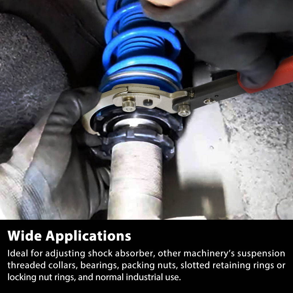 FIRSTINFO Adjustable Universal Pin & Hook Wrench Spanner 11 Piece Shock Absorber Tool Kit with Carrying Case For Suspension Collar, Normal Industrial Use