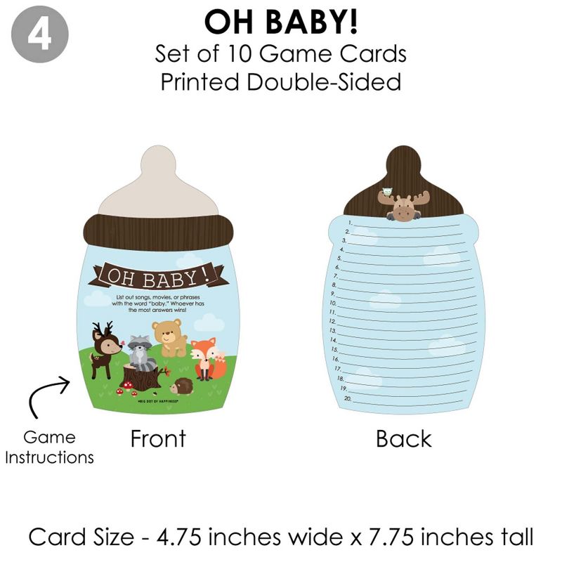 Big Dot of Happiness Woodland Creatures - 4 Baby Shower Games - 10 Cards Each - Gamerific Bundle