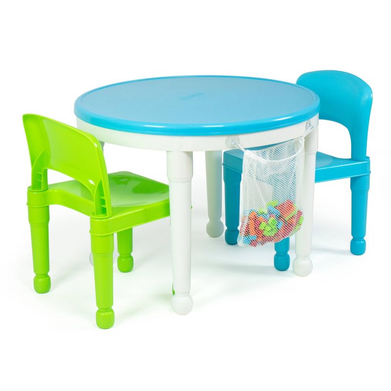 Kids' 2-In-1 Round Activity Table Chair Set with Plastic Building Block - Humble Crew