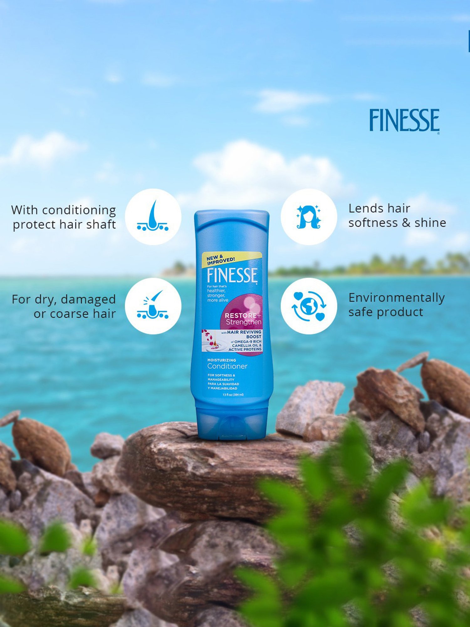 Finesse Restore + Strengthen Moisturizing Conditioner - 380 ml