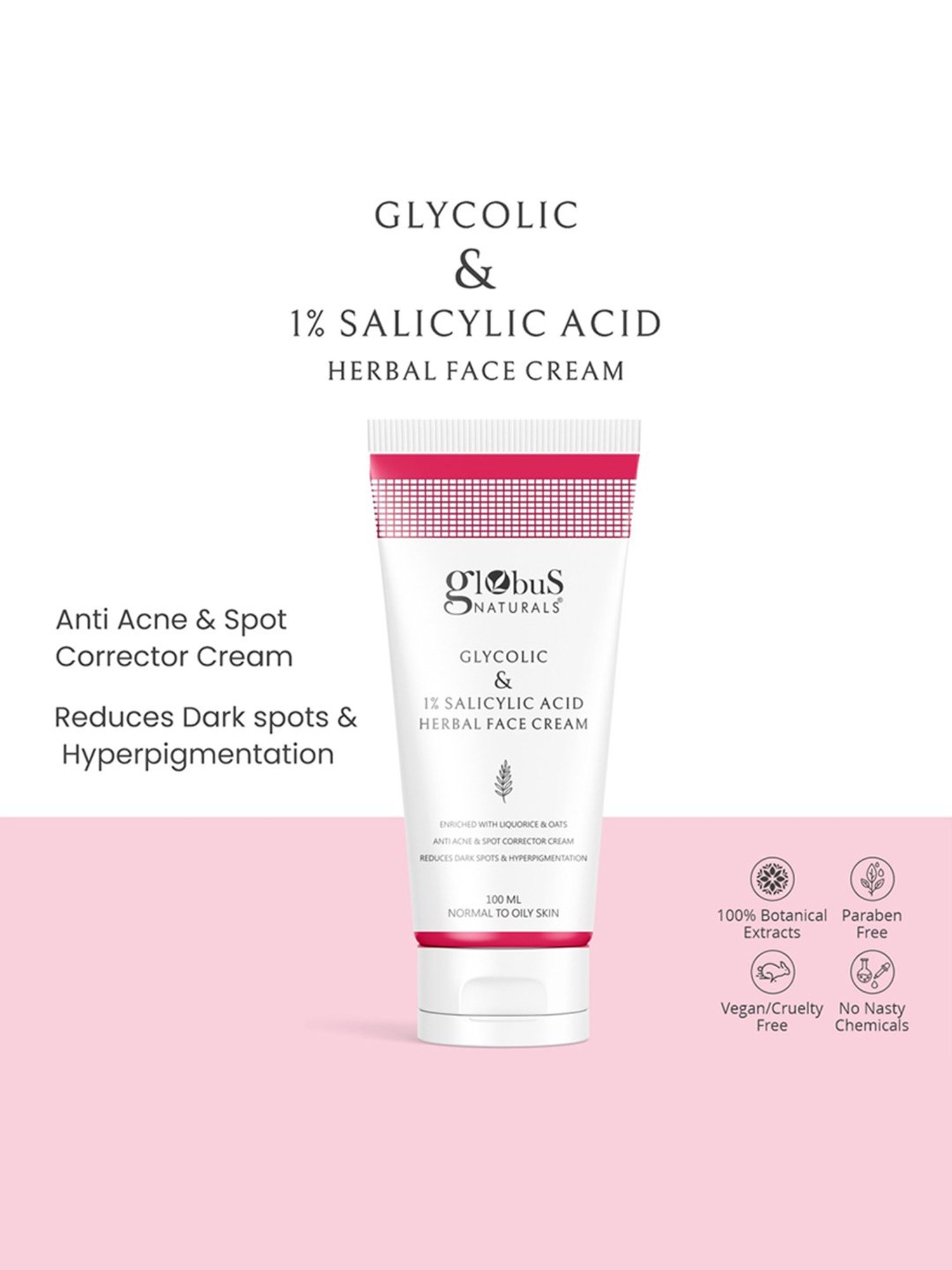 Globus Naturals Glycolic & 1% Salicylic Acid Herbal Face Cream - Pack of 4
