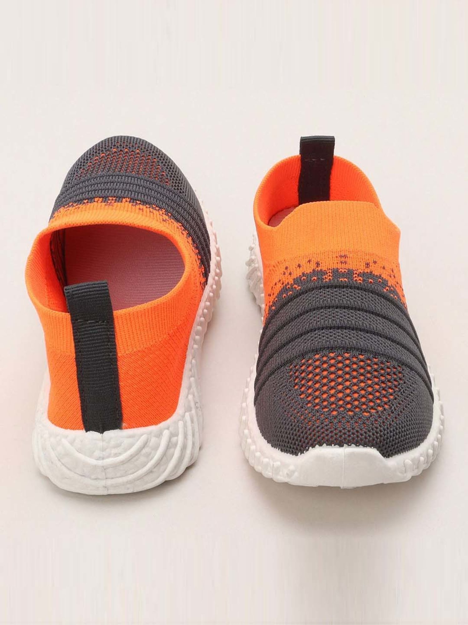 Priaansha Kids Grey & Orange Casual Slip-Ons