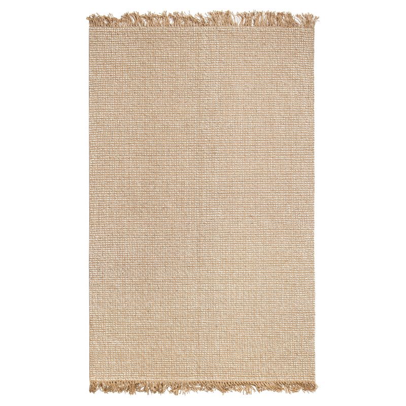 Beige Solid Woven Area Rug 5'X8' - Anji Mountain