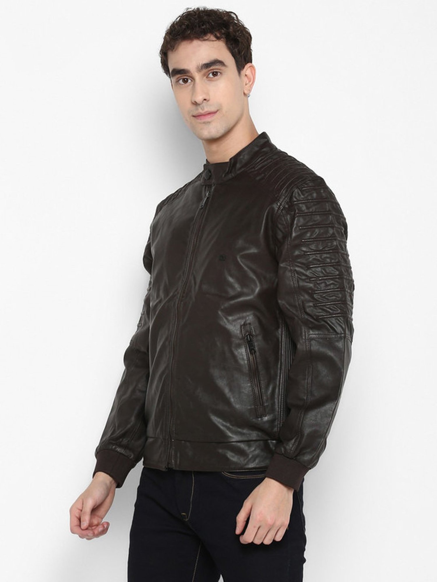 Turtle Brown Regular Fit Biker Jacket