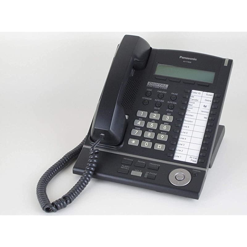 KXT7633B Digital Telephone Black 3Line LCD Proprietary Phone Renewed