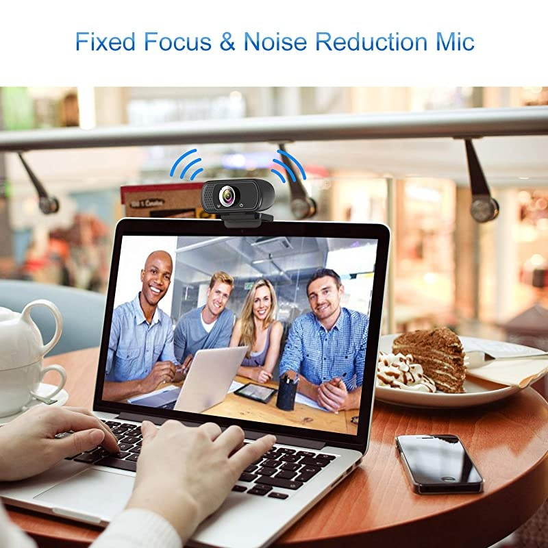 Webcam 1080P,HD Webcam with Microphone, PC Laptop Desktop USB Webcams with 110 Degree Wide Angle, Computer Web Camera with Rotatable Clip