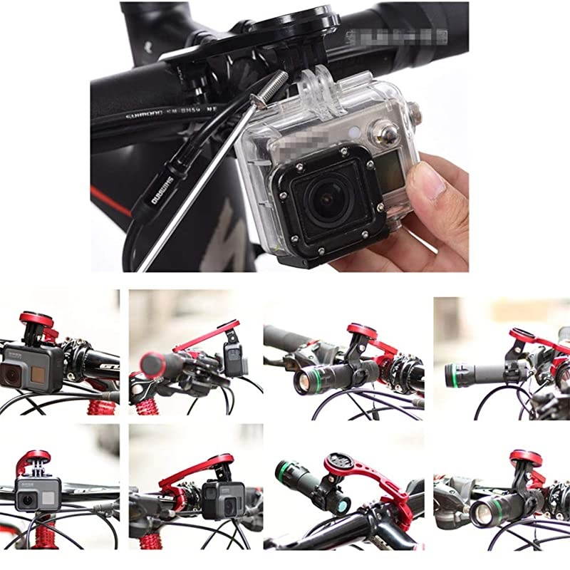 Bike OutFront Mount Bicycle Handlebar Combo Mount for Garmin Bryton Gopro FlashlightCompatible with 318mm 254mm Handlebar Black