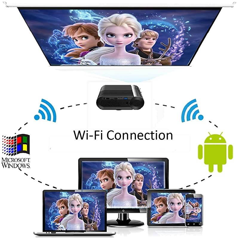 WiFi Mini Projector Portable Movie Projector Phone Outdoor Video Projector 720P Native Full HD 1080P Supported 3800 Lux Led Projector