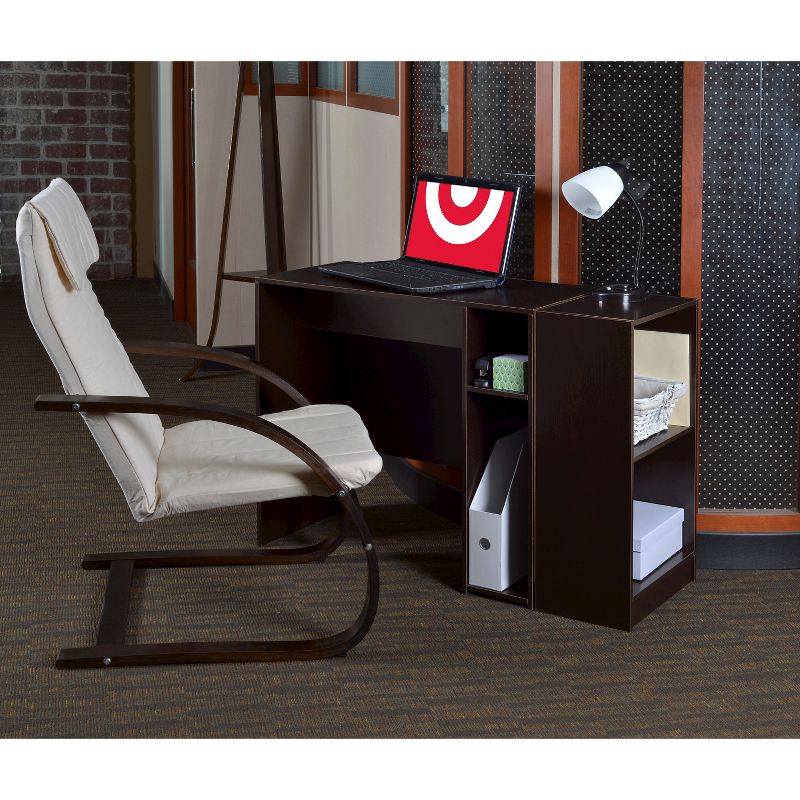 Wood Writing Desk with Storage Coffee - Niche