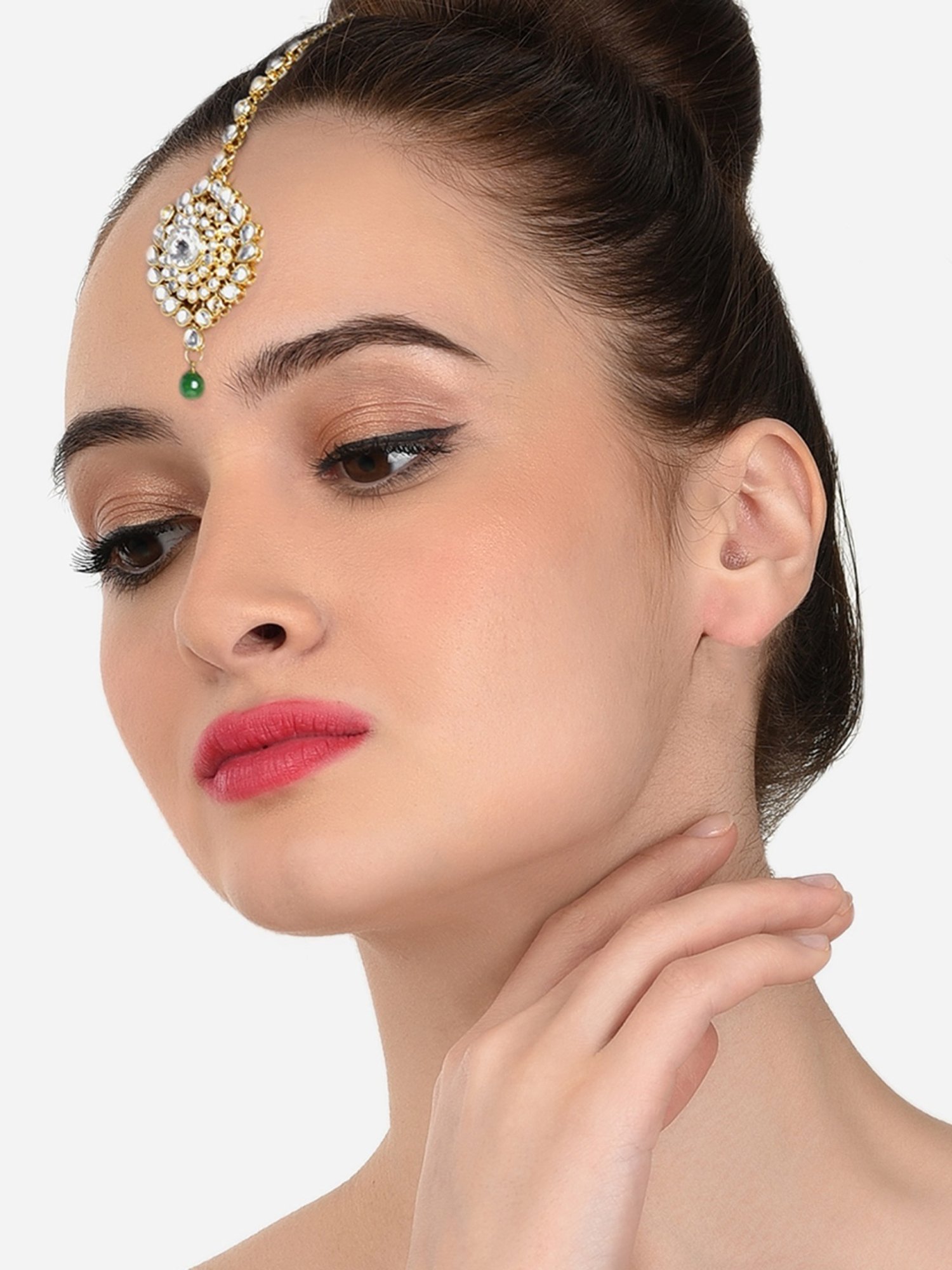 Zaveri Pearls Combo Of 3 Gold Tone Kundan Maangtikka-ZPFK13097
