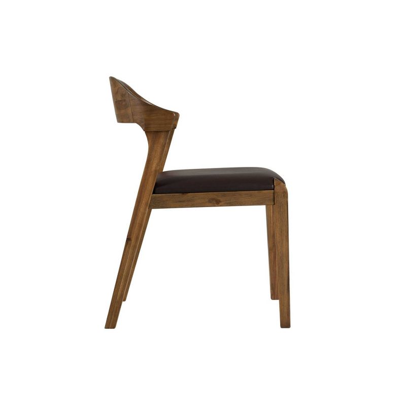 Curved Panel Back Dining Chair with Leatherette Seat Brown - Benzara