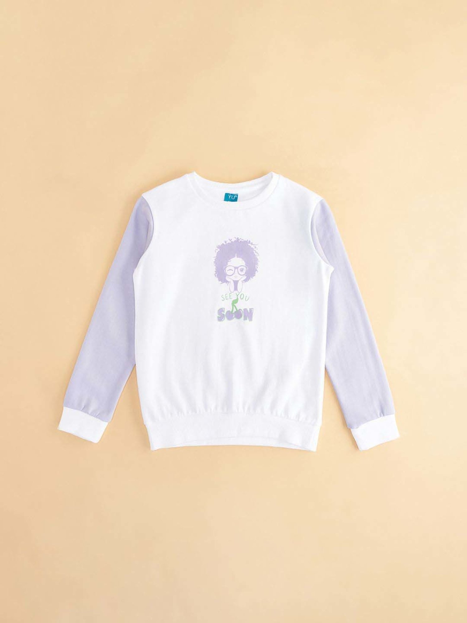 YU by Pantaloons Kids Off-White Printed Full Sleeves Sweatshirt