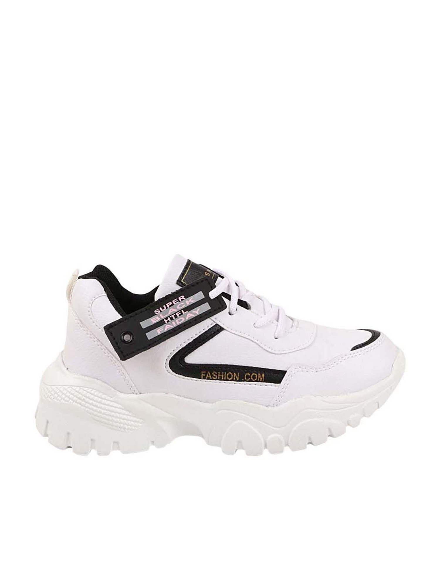 Shoetopia Kids White & Black Walking Shoes