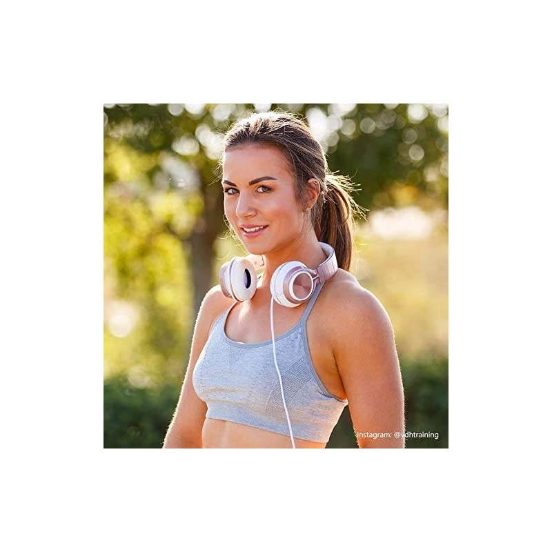 MS300 Wired Headphones Stereo Foldable Headset for iOS Android Smartphone Laptop Tablet PC Computer Rose Gold