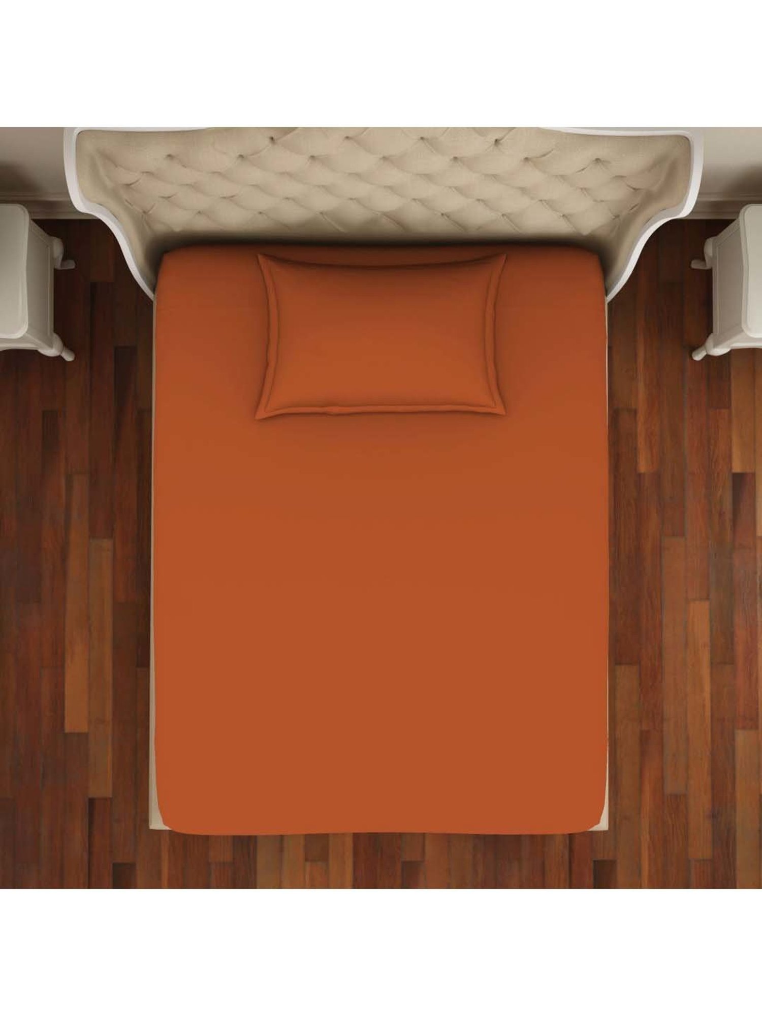 Welspun Restora Rust Cotton 150 TC Single Reversible Bedsheet with 1 Pillow Cover