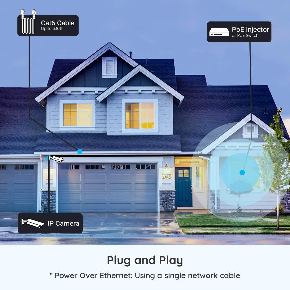 Reolink 5MP Outdoor PoE Security IP Camera Smart Human/Vehicle Detection Audio Work with Google Assistant Dome Camera RLC-520A